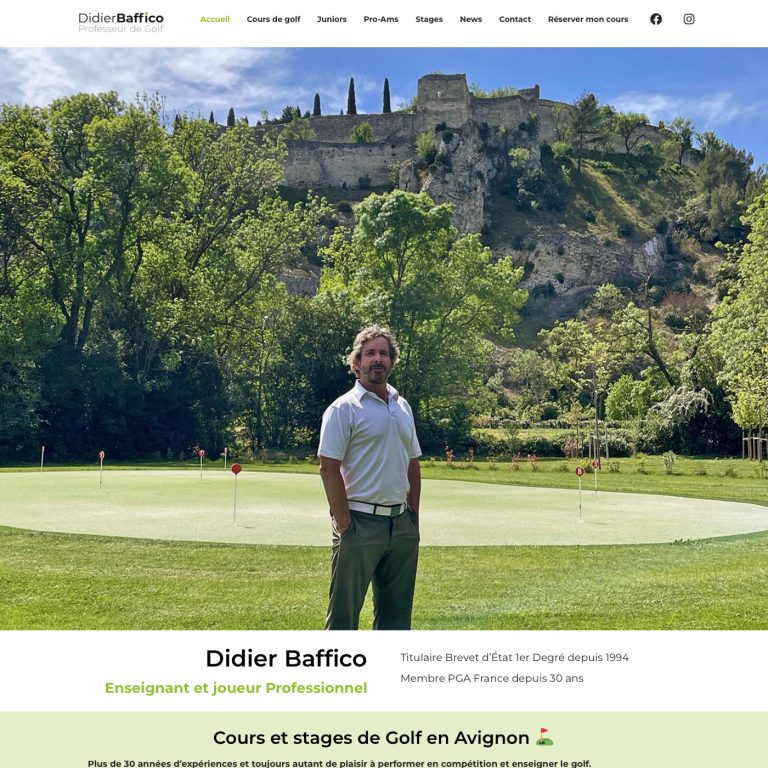 conception site professeur de golf, création site golf