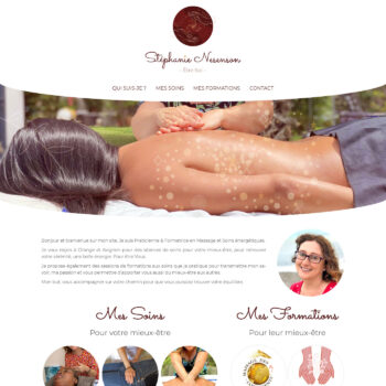 création site stephanie nesenson, praticienne massage, soins énergétiques, logo, charte graphique