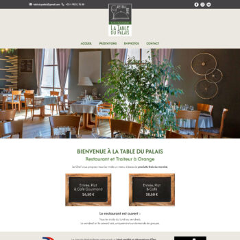 Création du site internet de La Table du Palais, restaurant à Orange